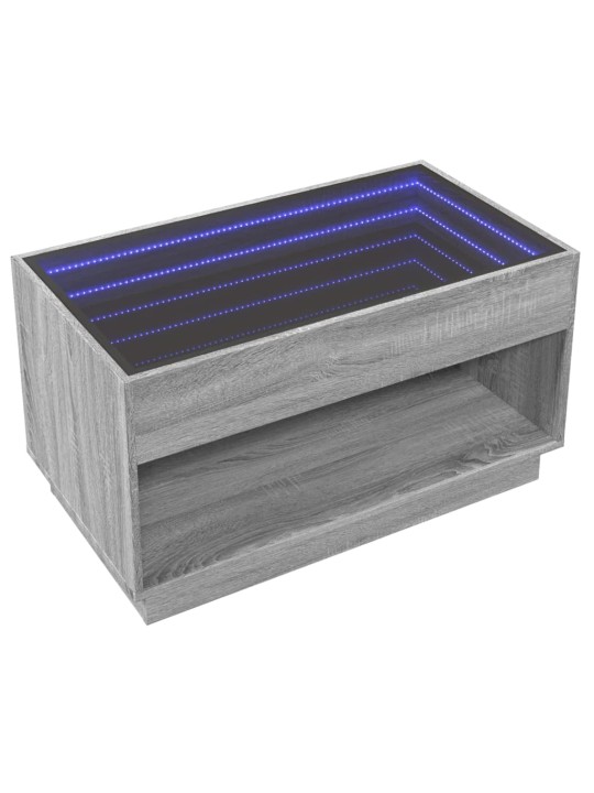 Konferenční stolek s infinity led šedý sonoma 90 x 50 x 50 cm