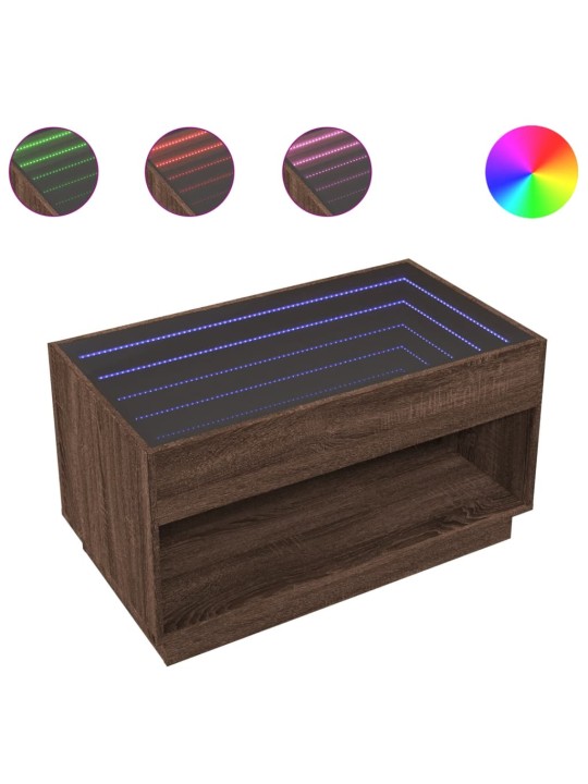 Konferenční stolek s infinity led hnědý dub 90 x 50 x 50 cm