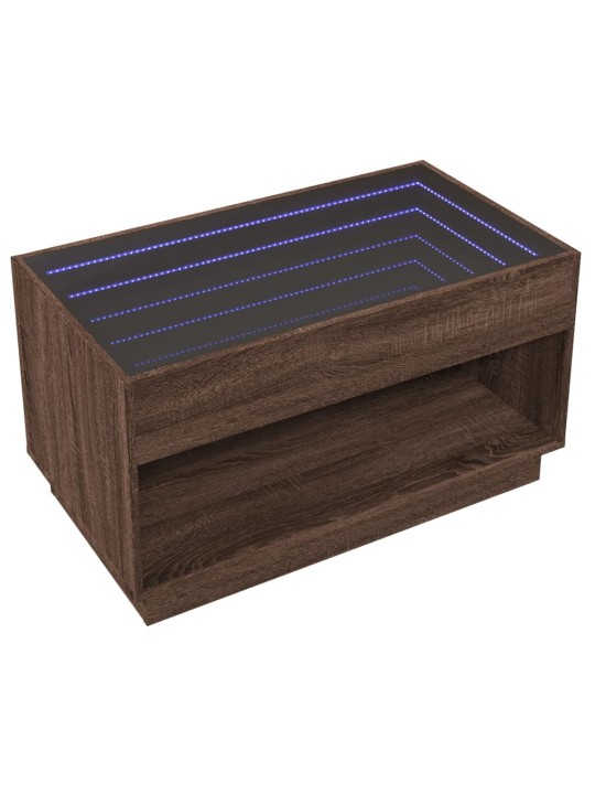 Konferenční stolek s infinity led hnědý dub 90 x 50 x 50 cm