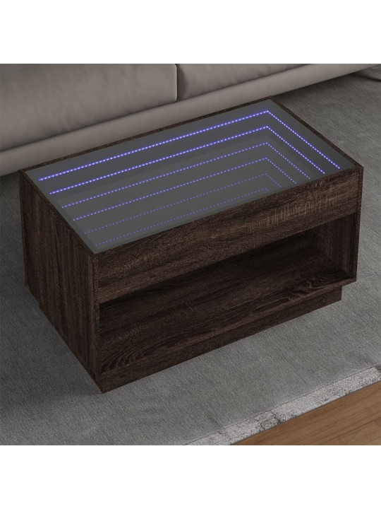 Konferenční stolek s infinity led hnědý dub 90 x 50 x 50 cm