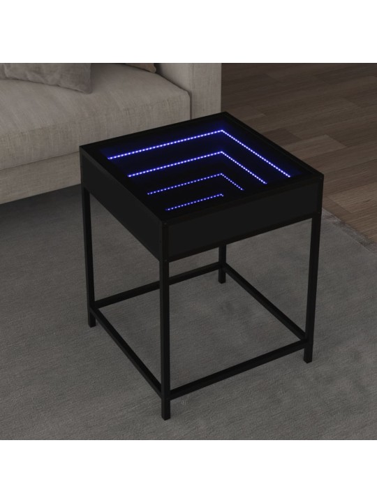 Noční stolek s Infinity LED černý 40 x 40 x 51 cm