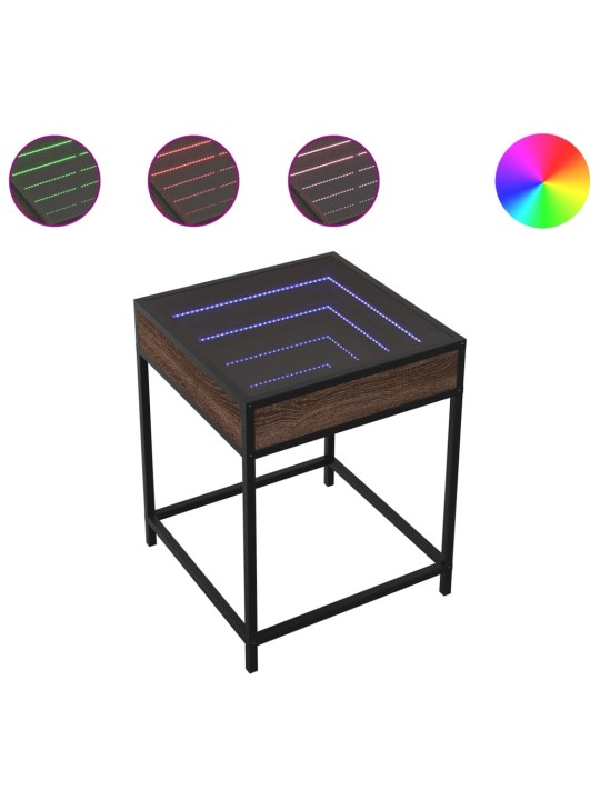 Noční stolek s Infinity LED hnědý dub 40 x 40 x 51 cm