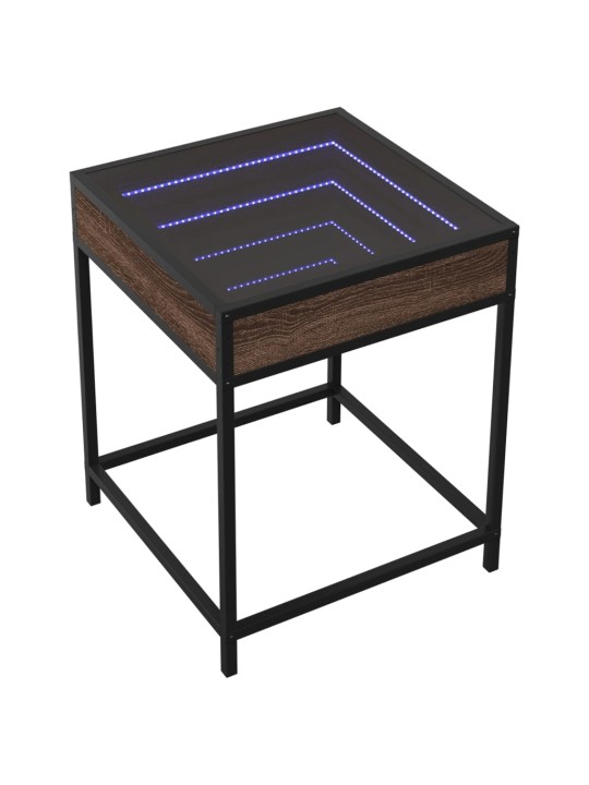 Noční stolek s Infinity LED hnědý dub 40 x 40 x 51 cm