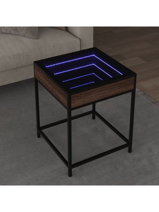 Noční stolek s Infinity LED hnědý dub 40 x 40 x 51 cm