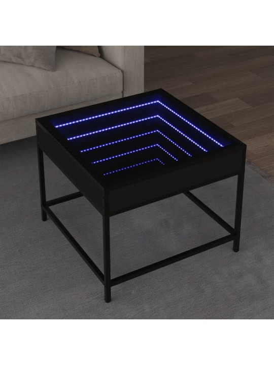 Konferenční stolek s Infinity LED černý 50 x 50 x 41 cm