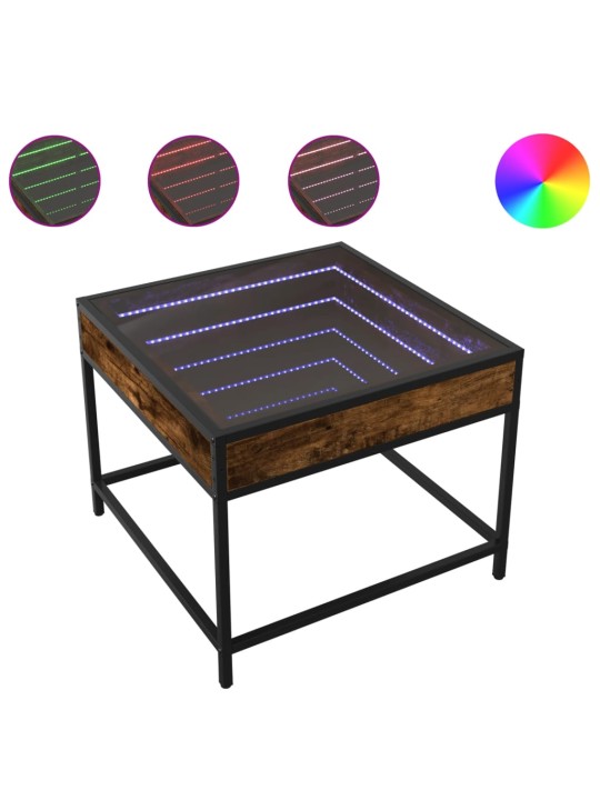 Konferenční stolek s Infinity LED kouřový dub 50 x 50 x 41 cm