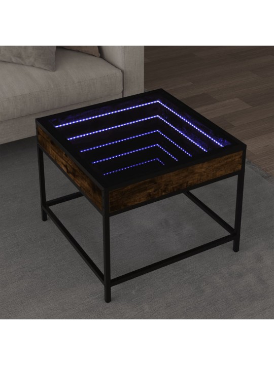 Konferenční stolek s Infinity LED kouřový dub 50 x 50 x 41 cm