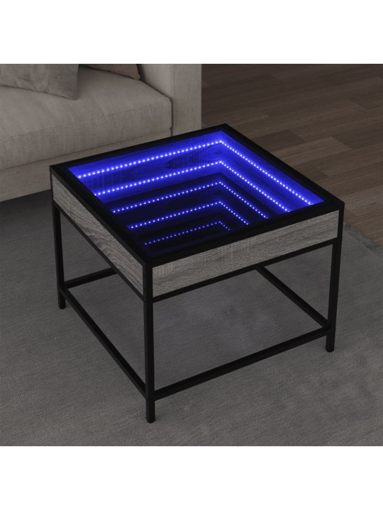 Konferenční stolek s Infinity LED šedý sonoma 50 x 50 x 41 cm