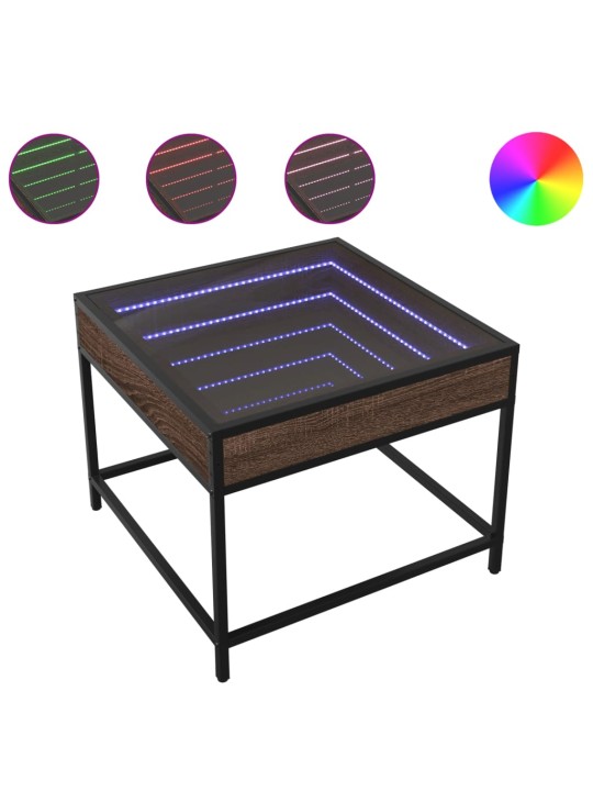 Konferenční stolek s Infinity LED hnědý dub 50 x 50 x 41 cm