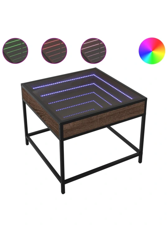 Konferenční stolek s Infinity LED hnědý dub 50 x 50 x 41 cm