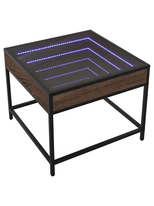 Konferenční stolek s Infinity LED hnědý dub 50 x 50 x 41 cm