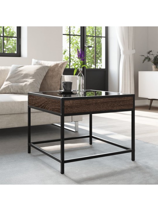 Konferenční stolek s Infinity LED hnědý dub 50 x 50 x 41 cm