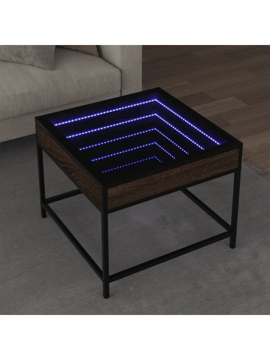 Konferenční stolek s Infinity LED hnědý dub 50 x 50 x 41 cm