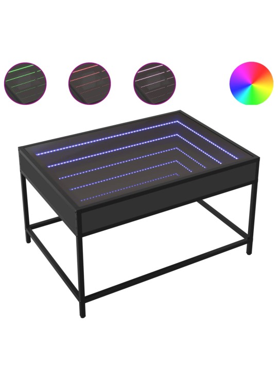 Konferenční stolek s Infinity LED černý 70 x 50 x 41 cm