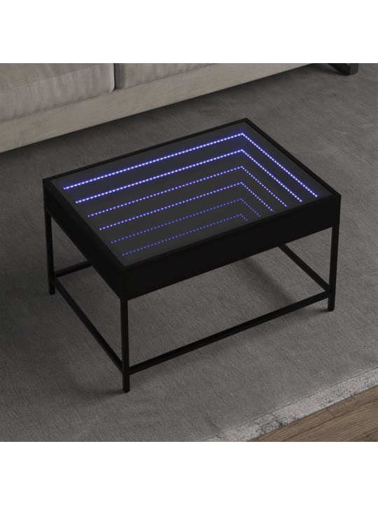 Konferenční stolek s Infinity LED černý 70 x 50 x 41 cm