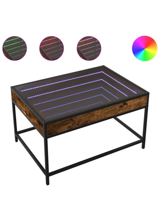 Konferenční stolek s Infinity LED kouřový dub 70 x 50 x 41 cm