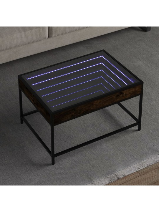 Konferenční stolek s Infinity LED kouřový dub 70 x 50 x 41 cm