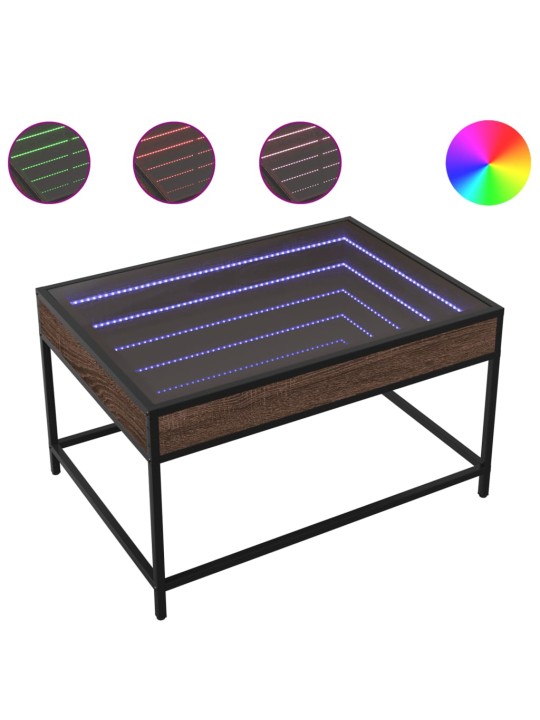 Konferenční stolek s Infinity LED hnědý dub 70 x 50 x 41 cm