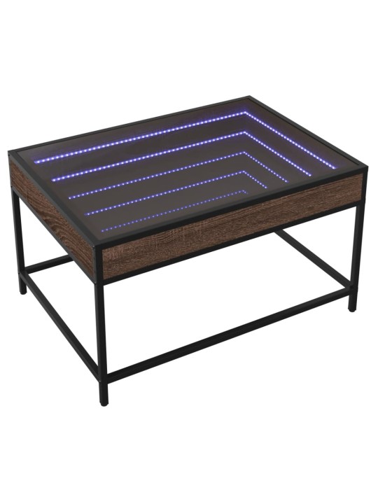 Konferenční stolek s Infinity LED hnědý dub 70 x 50 x 41 cm