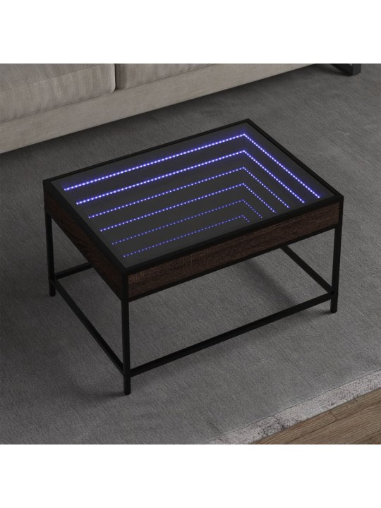 Konferenční stolek s Infinity LED hnědý dub 70 x 50 x 41 cm