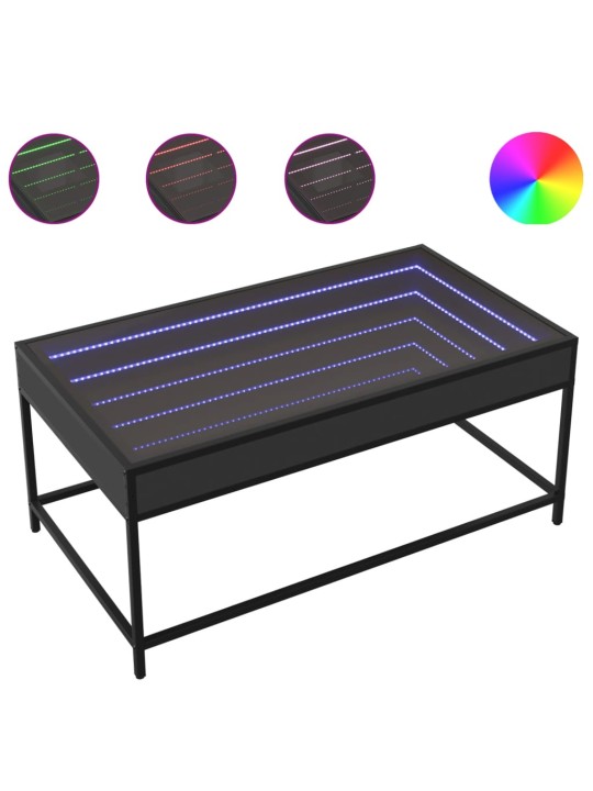 Konferenční stolek s Infinity LED černý 90 x 50 x 41 cm