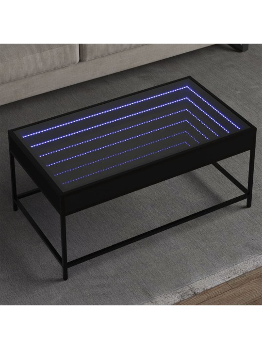 Konferenční stolek s Infinity LED černý 90 x 50 x 41 cm