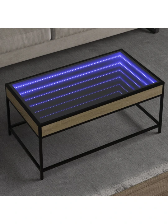 Konferenční stolek s Infinity LED dub sonoma 90 x 50 x 41 cm