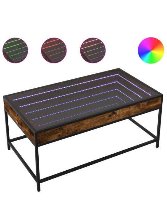 Konferenční stolek s Infinity LED kouřový dub 90 x 50 x 41 cm