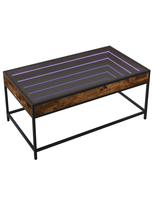 Konferenční stolek s Infinity LED kouřový dub 90 x 50 x 41 cm