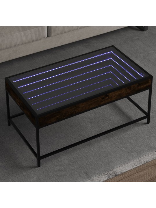 Konferenční stolek s Infinity LED kouřový dub 90 x 50 x 41 cm