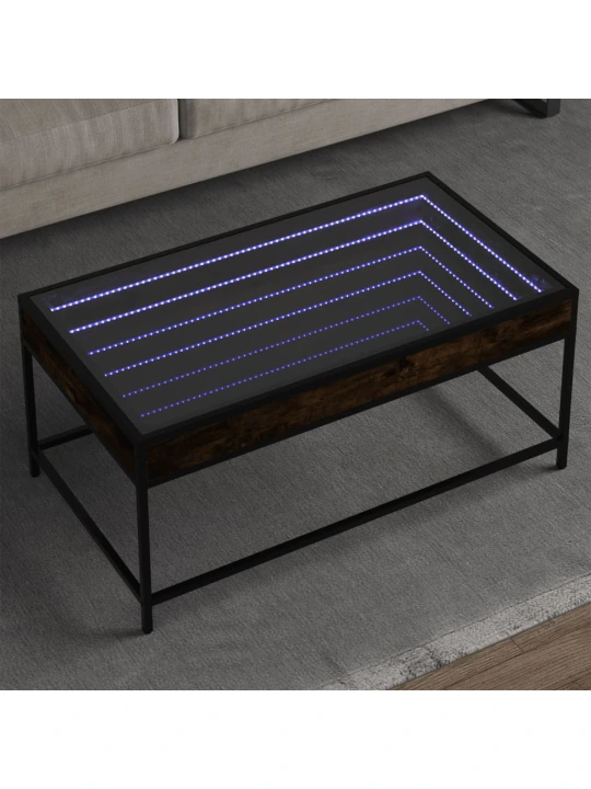 Konferenční stolek s Infinity LED kouřový dub 90 x 50 x 41 cm
