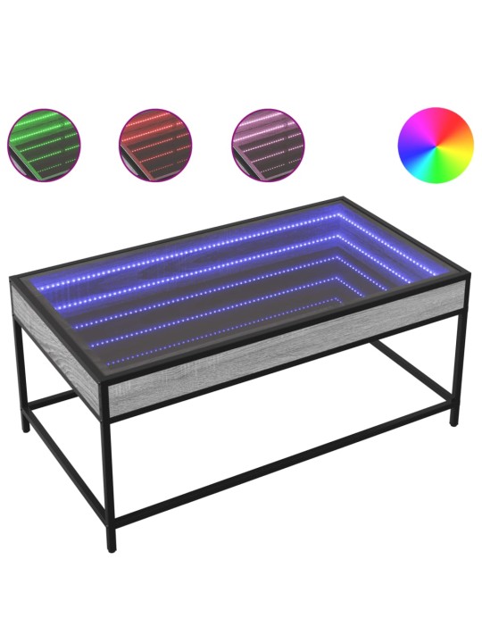 Konferenční stolek s Infinity LED šedý sonoma 90 x 50 x 41 cm