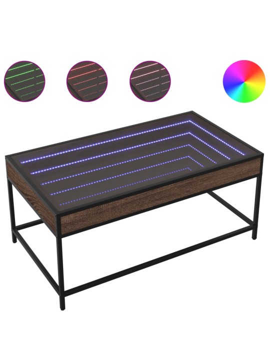 Konferenční stolek s Infinity LED hnědý dub 90 x 50 x 41 cm