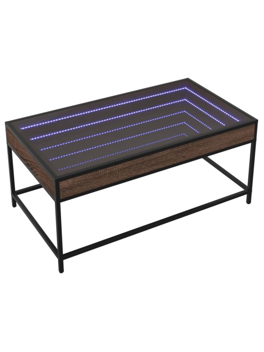 Konferenční stolek s Infinity LED hnědý dub 90 x 50 x 41 cm