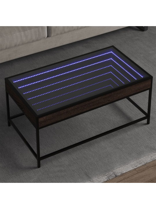 Konferenční stolek s Infinity LED hnědý dub 90 x 50 x 41 cm