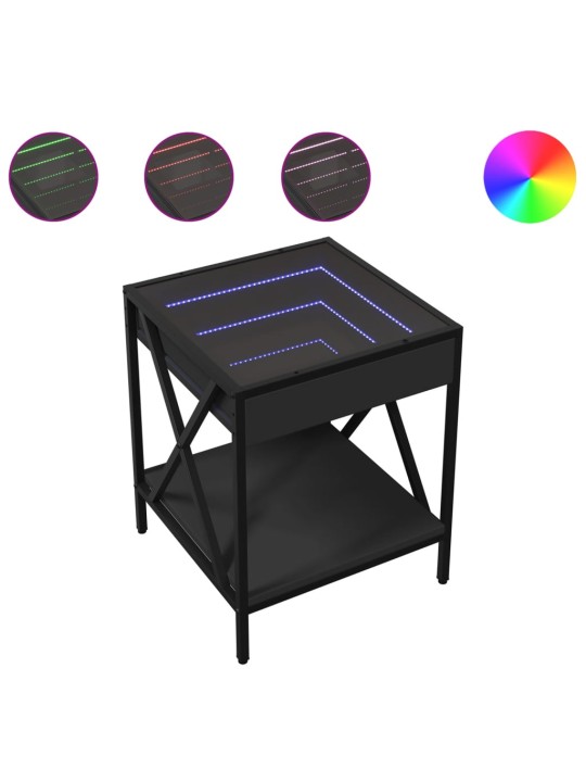 Noční stolek s Infinity LED černý 40 x 40 x 49 cm