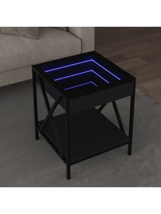 Noční stolek s Infinity LED černý 40 x 40 x 49 cm