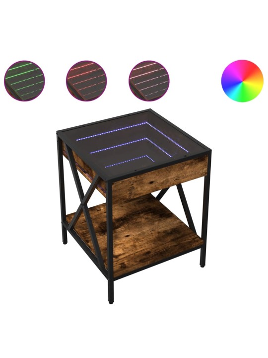 Konferenční stolek s Infinity LED kouřový dub 40 x 40 x 49 cm