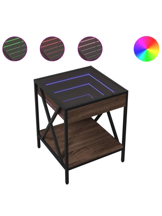 Konferenční stolek s Infinity LED hnědý dub 40 x 40 x 49 cm