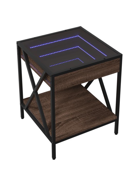 Konferenční stolek s Infinity LED hnědý dub 40 x 40 x 49 cm