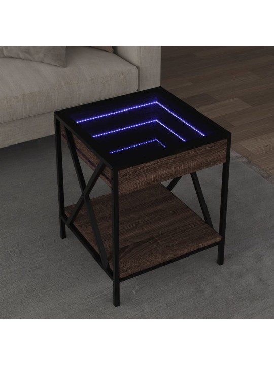 Konferenční stolek s Infinity LED hnědý dub 40 x 40 x 49 cm