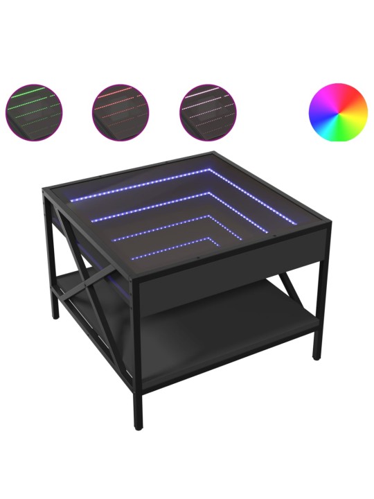 Konferenční stolek s Infinity LED černý 50 x 50 x 38 cm