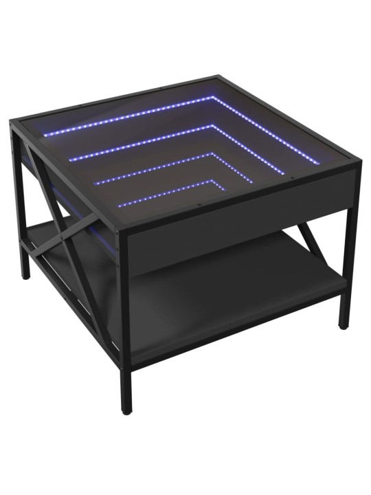 Konferenční stolek s Infinity LED černý 50 x 50 x 38 cm