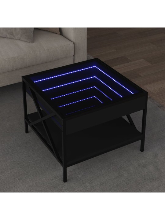 Konferenční stolek s Infinity LED černý 50 x 50 x 38 cm