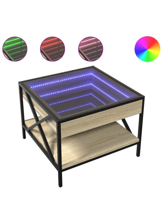 Konferenční stolek s Infinity LED dub sonoma 50 x 50 x 38 cm