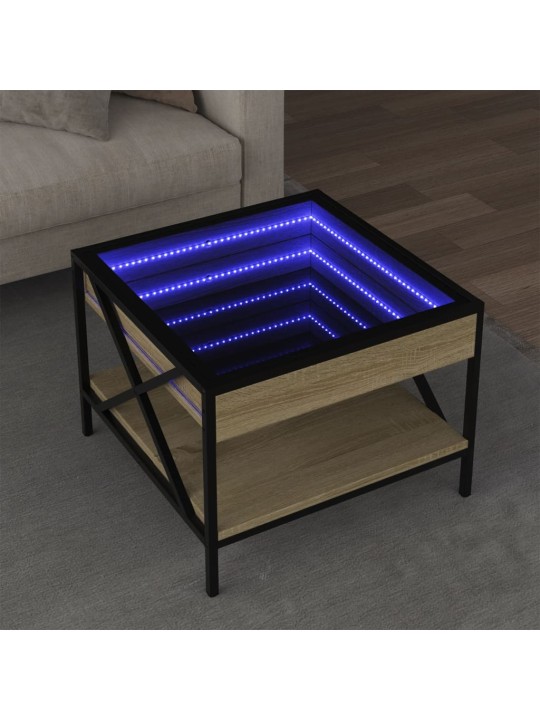 Konferenční stolek s Infinity LED dub sonoma 50 x 50 x 38 cm