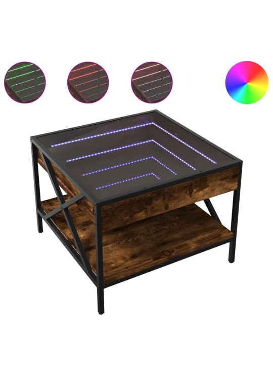 Konferenční stolek s Infinity LED kouřový dub 50 x 50 x 38 cm