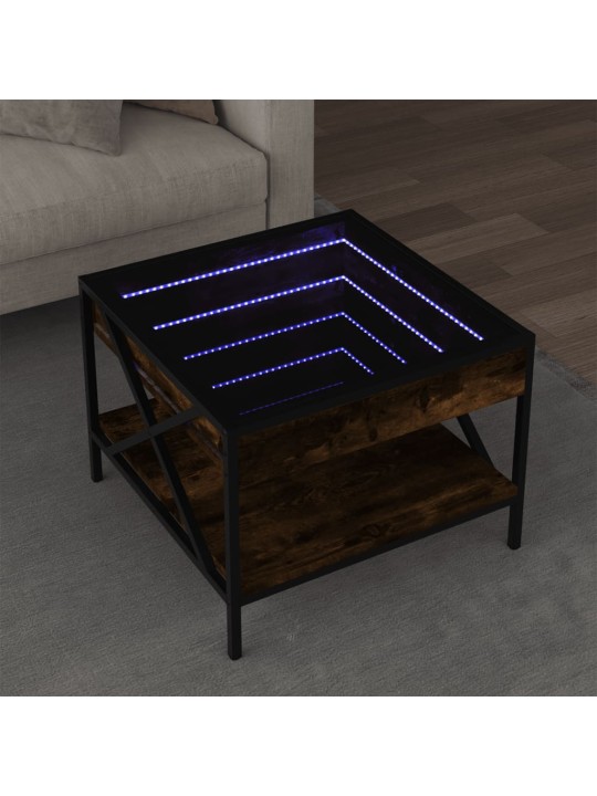 Konferenční stolek s Infinity LED kouřový dub 50 x 50 x 38 cm