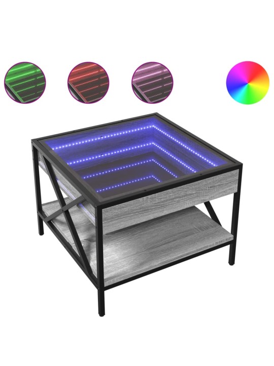 Konferenční stolek s Infinity LED šedý sonoma 50 x 50 x 38 cm