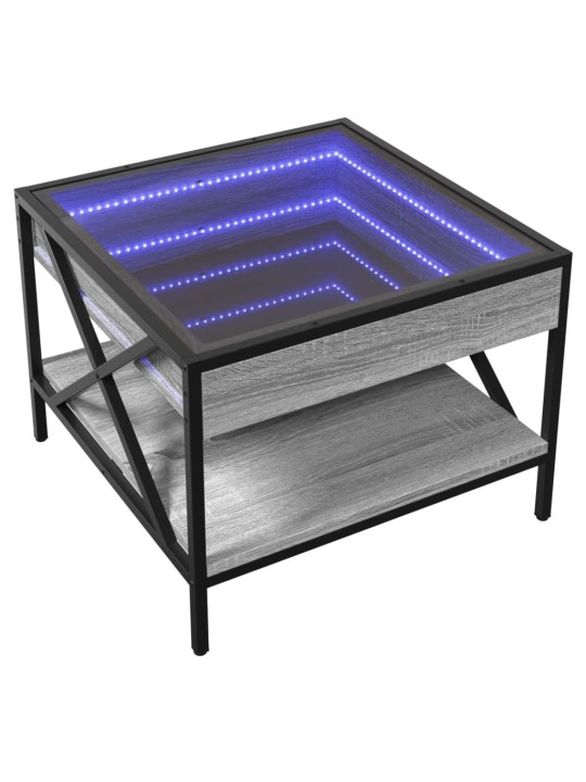 Konferenční stolek s Infinity LED šedý sonoma 50 x 50 x 38 cm